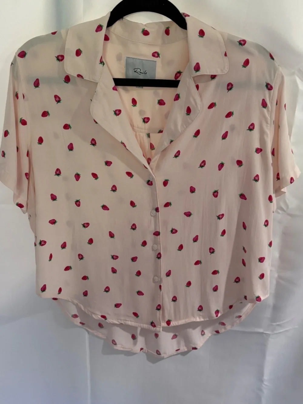 RAILS Light Pink Strawberry Print Short Pajama Set - Size S 100% Rayon